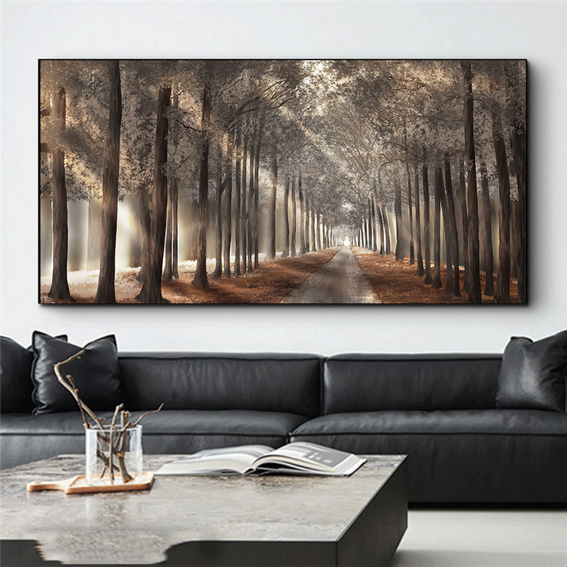 Nature Sunshine Scandinavian Canvas Painting - 1pc Trees Poster Landscape Forest Wall Art Pictures For Home Decor, No Frame