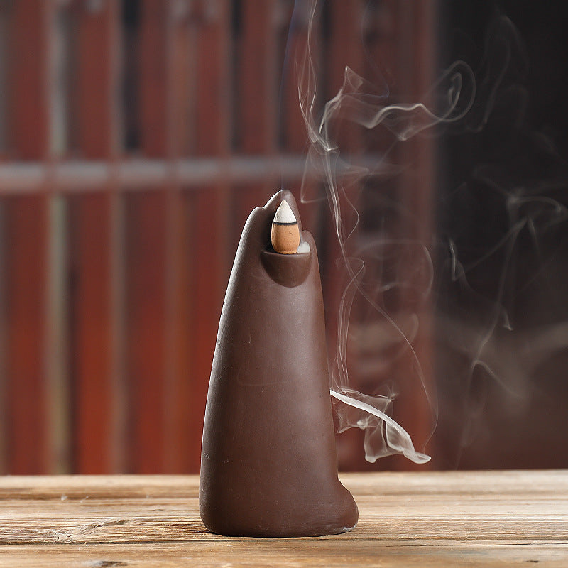 1pc Zen Meditation Ceramic Waterfall Incense Burner - Backflow Cone & Stick Holder with Tranquil Mountain Design, Unscented Home Decor Accent for Tea Lovers, Incense Holder | Serene Home Decor | Smooth Textured Finish, Incens