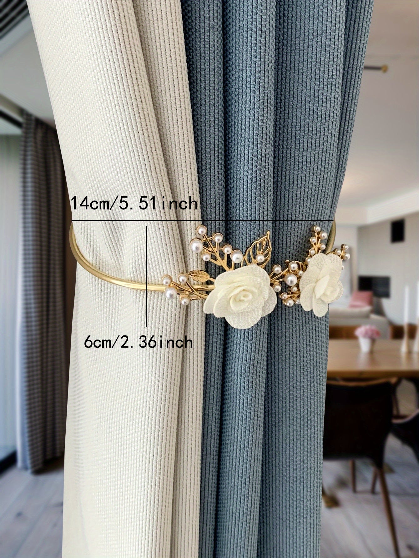 1pc Elegant Metal Faux Pearl Curtain Holdback with Three-dimensional Flower Design - Perfect for Bedroom, Office, Kitchen, Living Room, and Study - Adds a Touch of Luxury to Your Home Decor