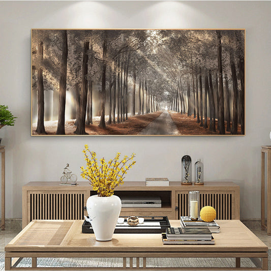 Nature Sunshine Scandinavian Canvas Painting - 1pc Trees Poster Landscape Forest Wall Art Pictures For Home Decor, No Frame