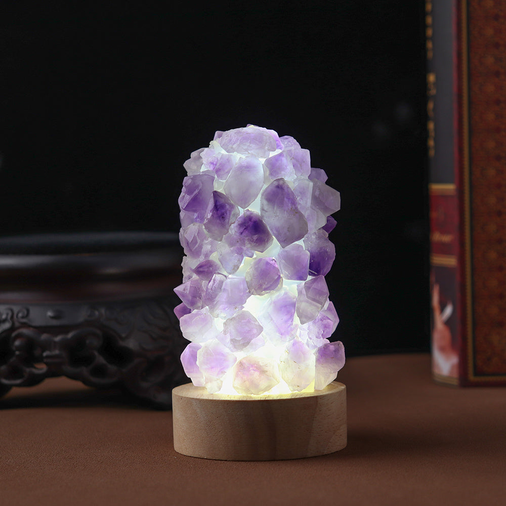 1pc Natural Amethyst Crystal Wishing Lamp with USB Interface and Dimmer Switch - Perfect for Home Decor and Meditation
