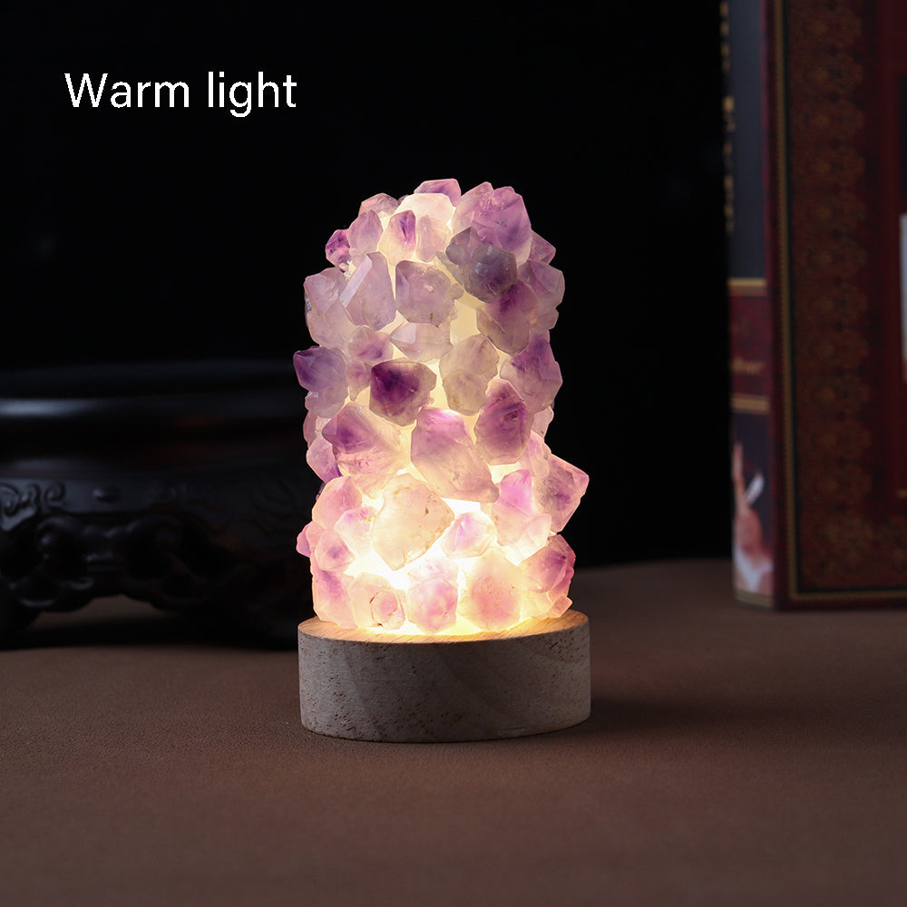 1pc Natural Amethyst Crystal Wishing Lamp with USB Interface and Dimmer Switch - Perfect for Home Decor and Meditation