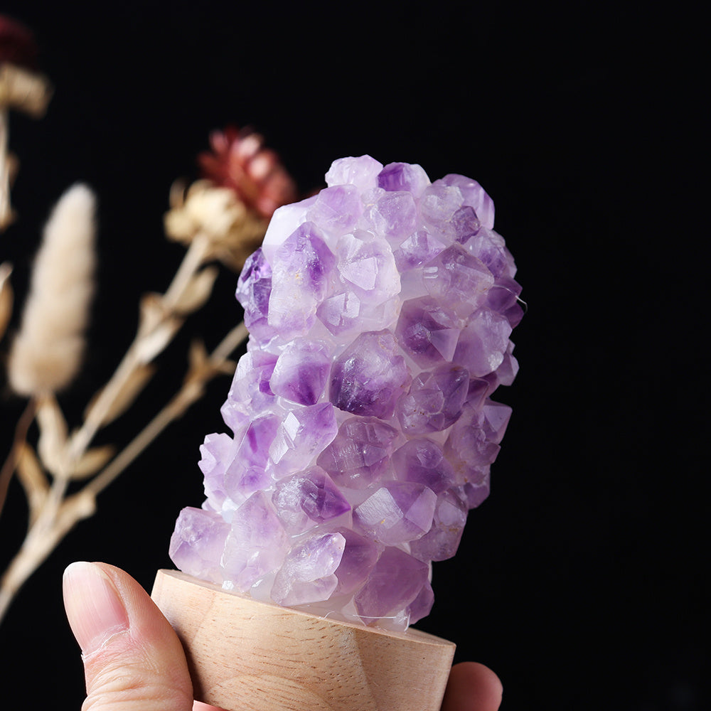 1pc Natural Amethyst Crystal Wishing Lamp with USB Interface and Dimmer Switch - Perfect for Home Decor and Meditation