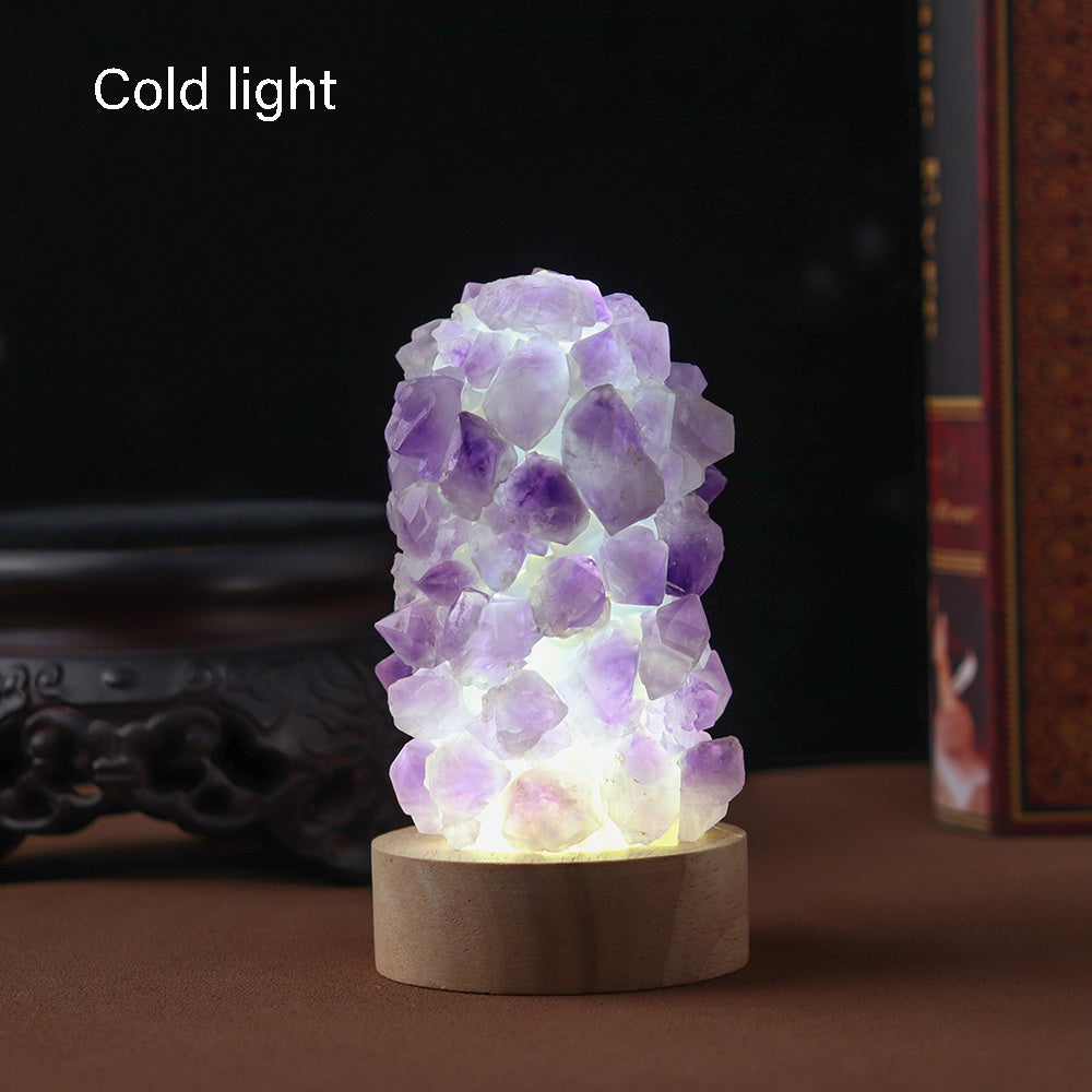 1pc Natural Amethyst Crystal Wishing Lamp with USB Interface and Dimmer Switch - Perfect for Home Decor and Meditation