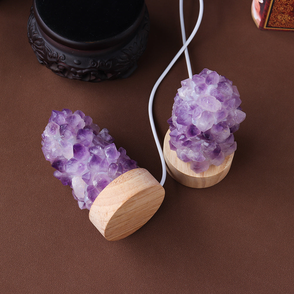 1pc Natural Amethyst Crystal Wishing Lamp with USB Interface and Dimmer Switch - Perfect for Home Decor and Meditation