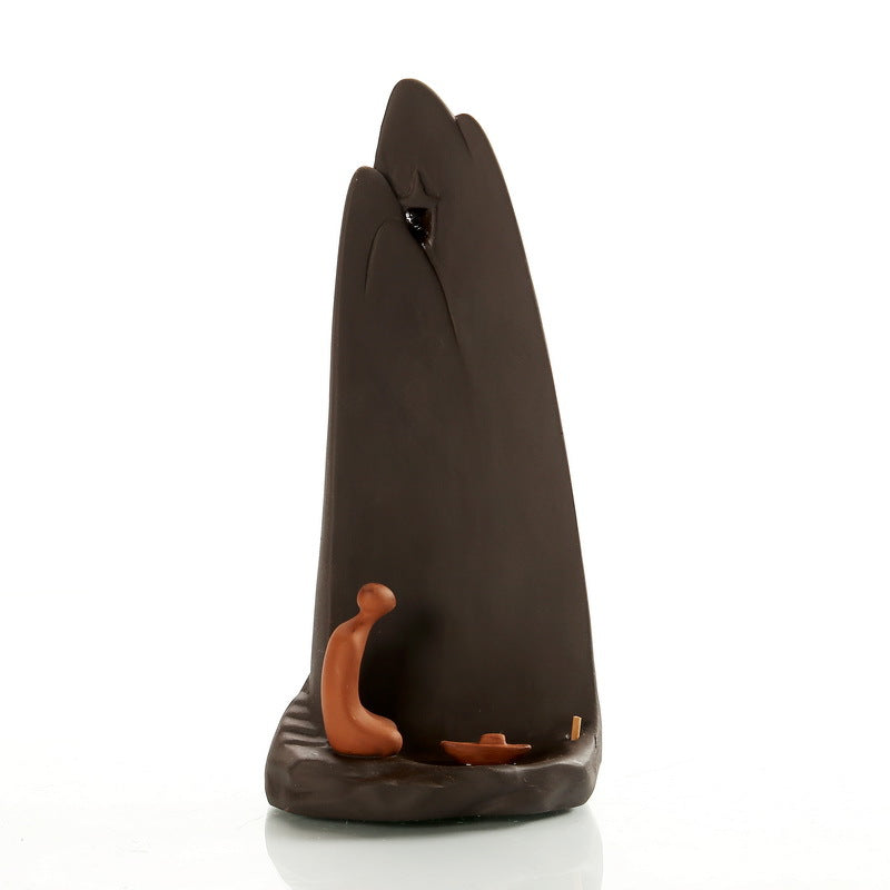 1pc Zen Meditation Ceramic Waterfall Incense Burner - Backflow Cone & Stick Holder with Tranquil Mountain Design, Unscented Home Decor Accent for Tea Lovers, Incense Holder | Serene Home Decor | Smooth Textured Finish, Incens