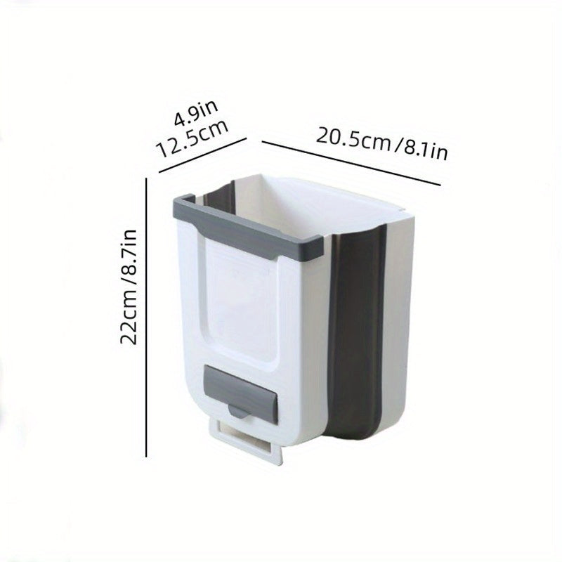1pc Foldable Trash Can, Cabinet Hanging Garbage Can, Small And Convenient Countertop Rubbish Bin, Kitchen Bathroom Accessories, Home Storage And Cleaning Supplies