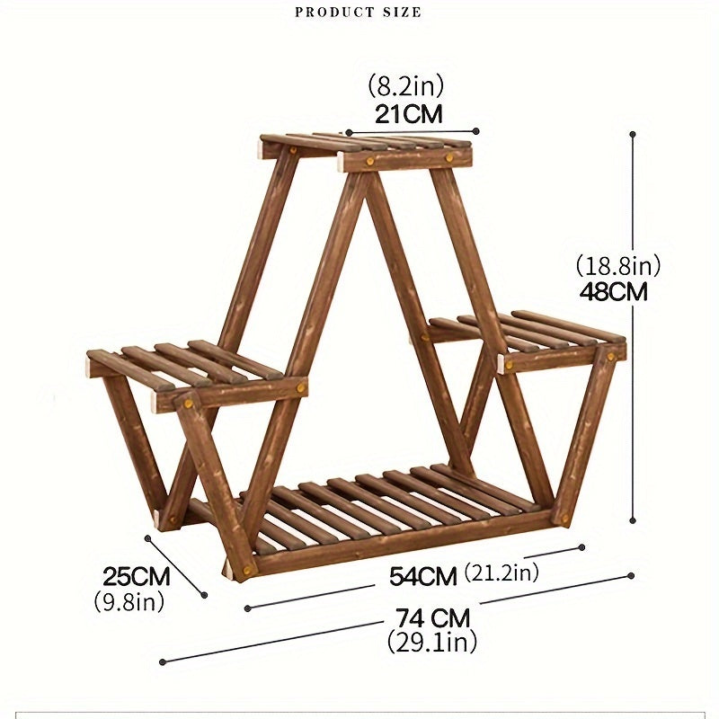 1pc Wooden Plant Stand, Living Room Large Plant Rack, Indoor Outdoor Multiple Plants Holder For Terrace, Garden, Large House, With Gloves And Wooden Hammer, Home Storage & Organization Accessories, Home Furnishing