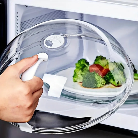 1pc Transparent Microwave Oven Food Cover, Reusable Airtight Food Cover, Kitchen Heat Resistant Lid, Kitchen Supplies