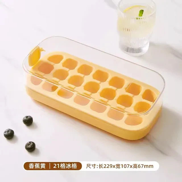 21Grid Silicone Ice Cube Mould with Lid Soft Bottom Ice Cube Mold Square Fruit Ice Cube Maker Tray Kitchen Accessories