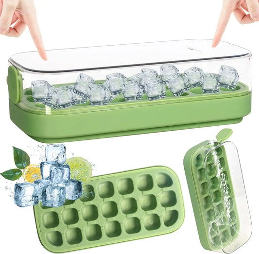 21Grid Silicone Ice Cube Mould with Lid Soft Bottom Ice Cube Mold Square Fruit Ice Cube Maker Tray Kitchen Accessories