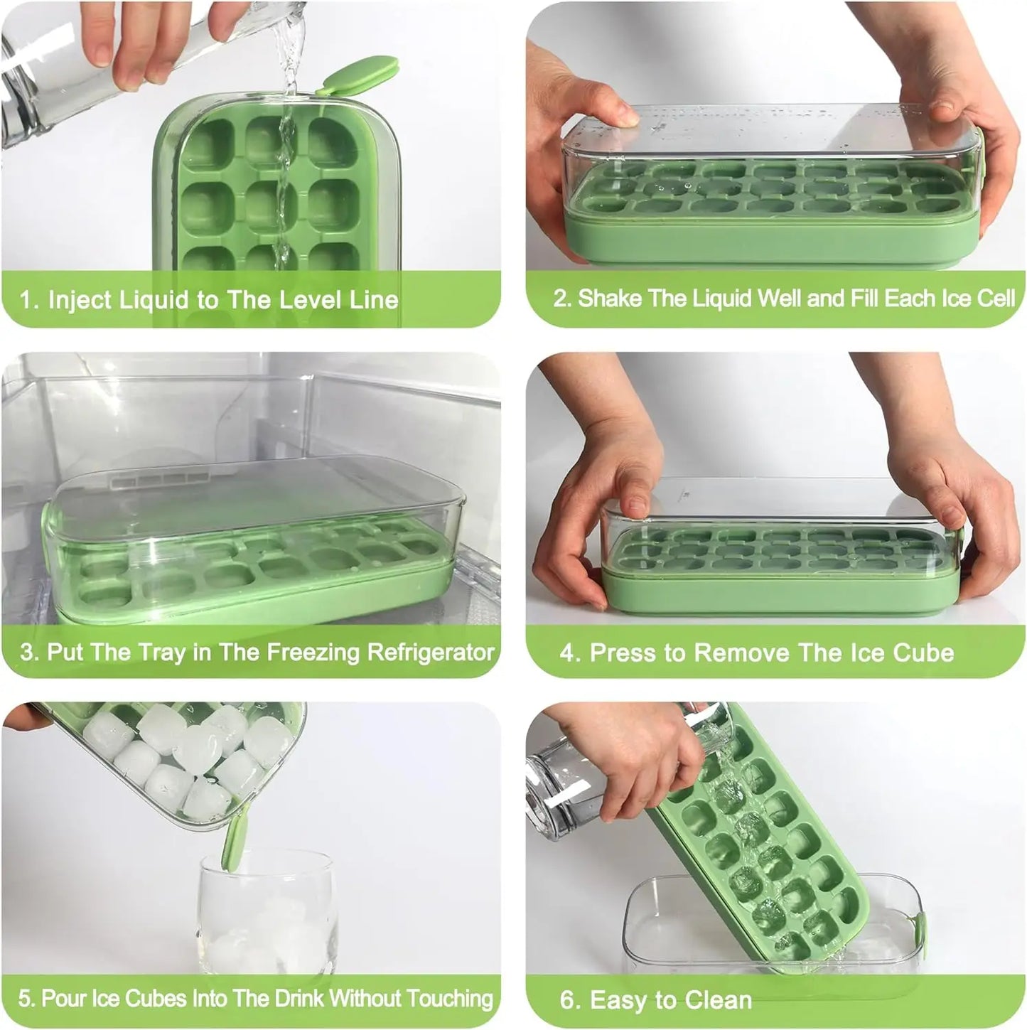 21Grid Silicone Ice Cube Mould with Lid Soft Bottom Ice Cube Mold Square Fruit Ice Cube Maker Tray Kitchen Accessories