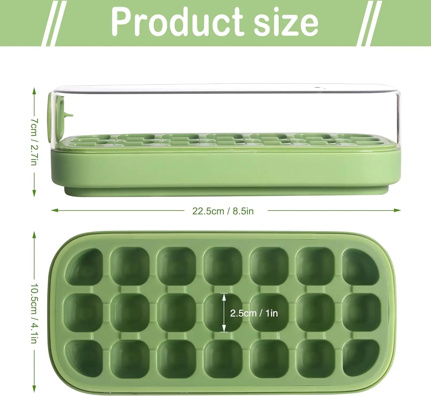 21Grid Silicone Ice Cube Mould with Lid Soft Bottom Ice Cube Mold Square Fruit Ice Cube Maker Tray Kitchen Accessories