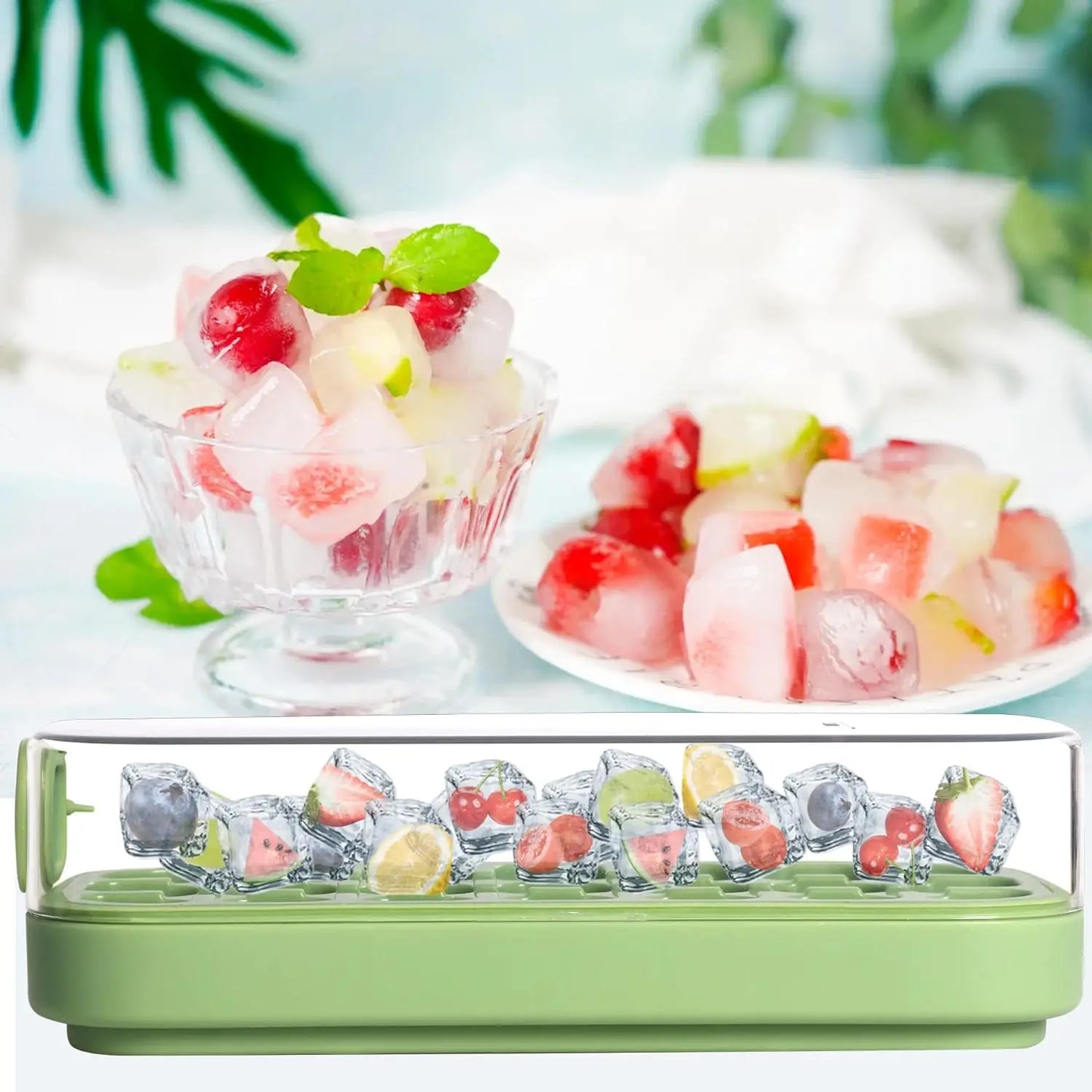 21Grid Silicone Ice Cube Mould with Lid Soft Bottom Ice Cube Mold Square Fruit Ice Cube Maker Tray Kitchen Accessories