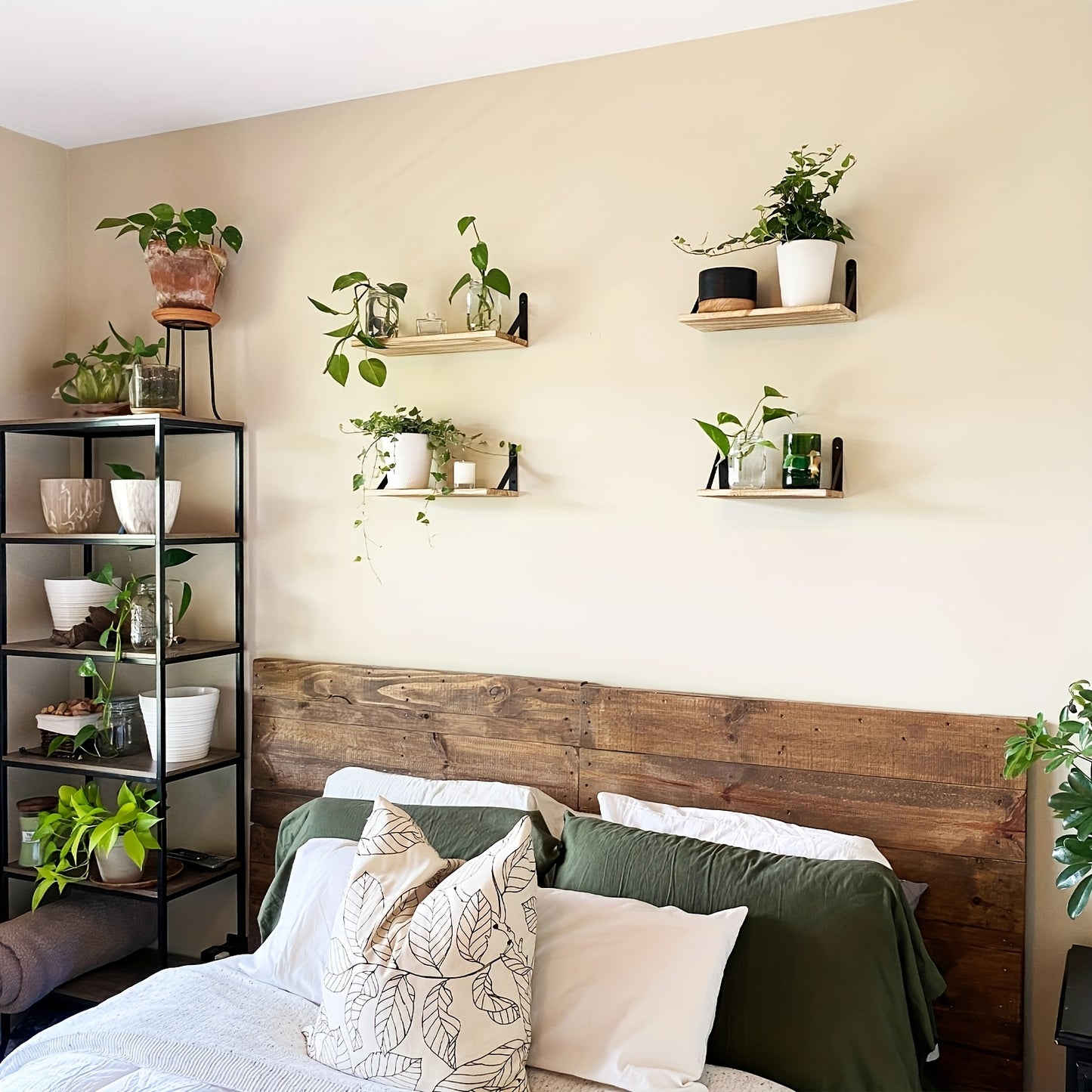 [4pcs Floating Wall Shelves] 4pcs Floating Shelves, Wall Decoration Shelves, Wall Mounted Shelves, For Bathroom, Bedroom, Living Room, And Plants, Home Storage Decoration Utility Shelf
