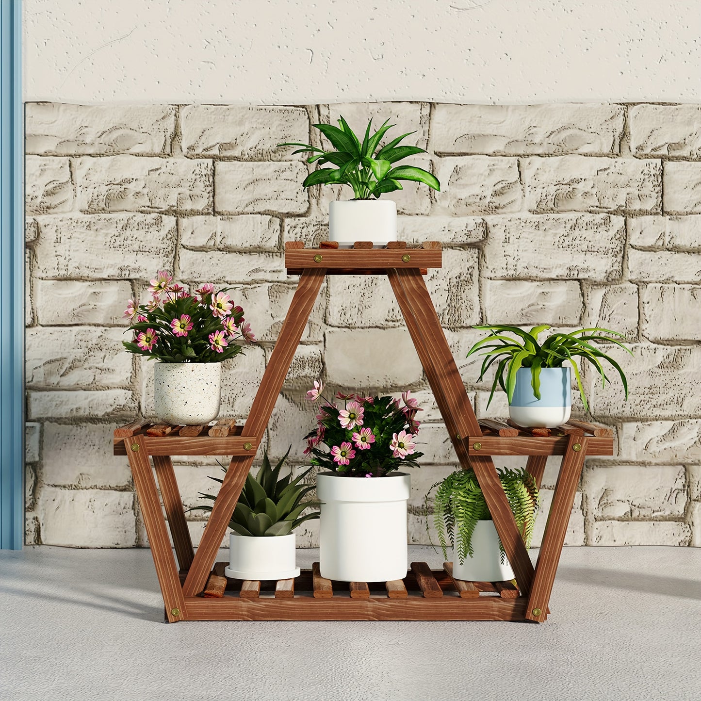 1pc Wooden Plant Stand, Living Room Large Plant Rack, Indoor Outdoor Multiple Plants Holder For Terrace, Garden, Large House, With Gloves And Wooden Hammer, Home Storage & Organization Accessories, Home Furnishing
