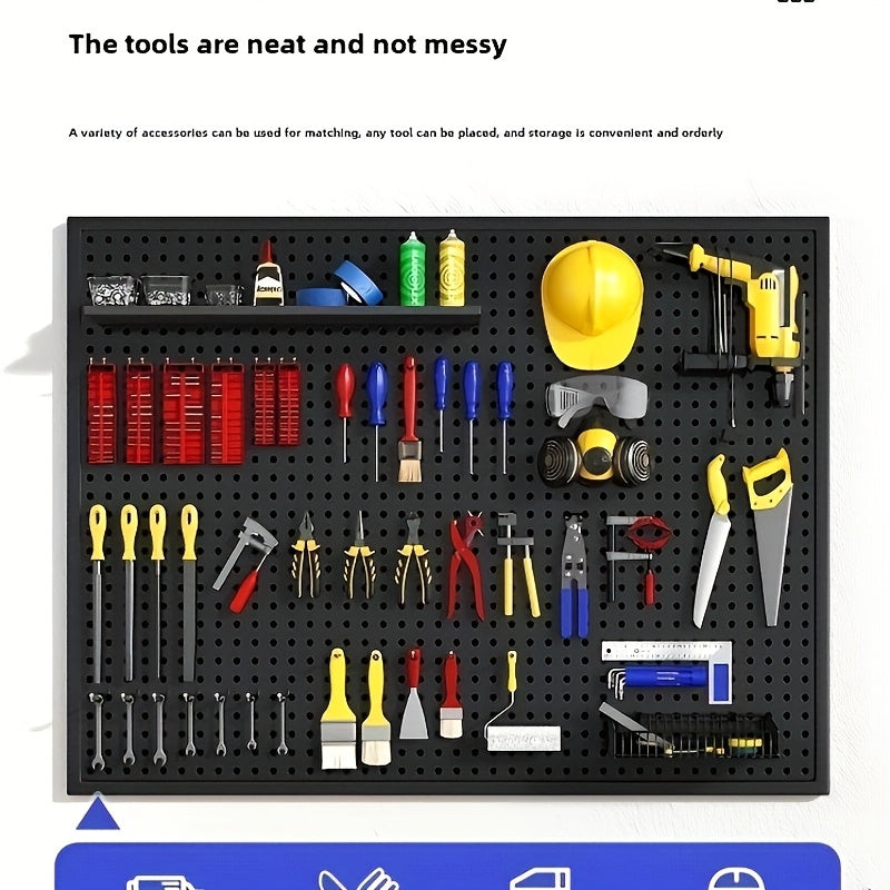 Freestanding Modular Pegboard Organizer Set, Painted Rectangle Shape, Includes 30 Hooks, 3 Deep & 3 Shallow Trays, Splicable Design - No-Drill Wall Mount Home Storage Solution