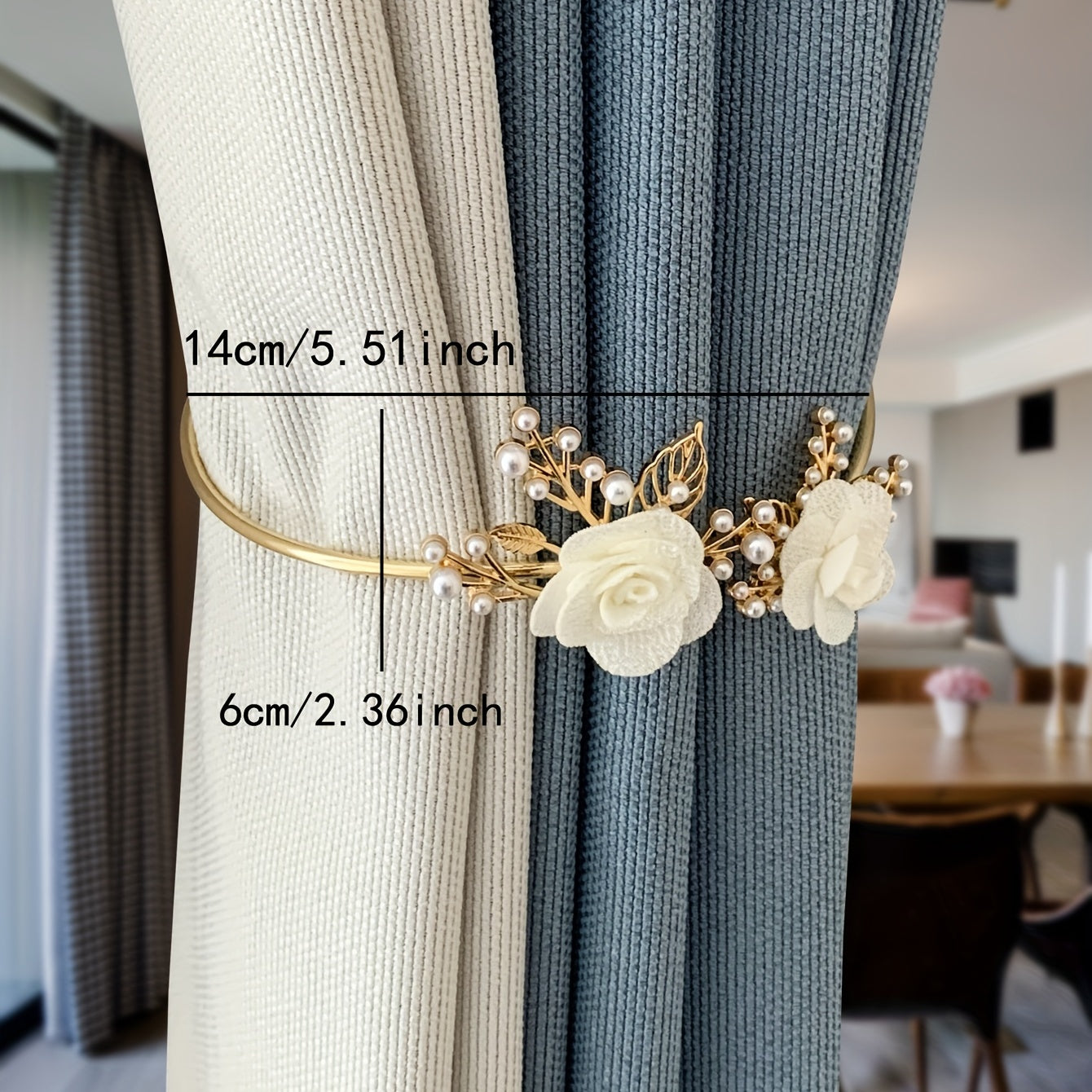 1pc Elegant Metal Faux Pearl Curtain Holdback with Three-dimensional Flower Design - Perfect for Bedroom, Office, Kitchen, Living Room, and Study - Adds a Touch of Luxury to Your Home Decor
