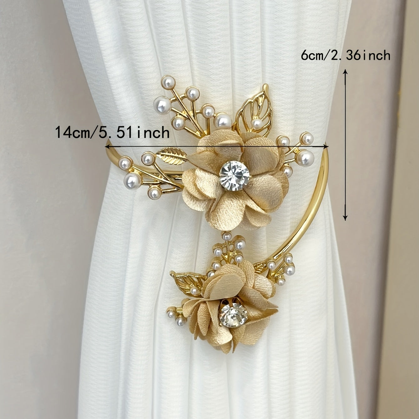 1pc Elegant Metal Faux Pearl Curtain Holdback with Three-dimensional Flower Design - Perfect for Bedroom, Office, Kitchen, Living Room, and Study - Adds a Touch of Luxury to Your Home Decor