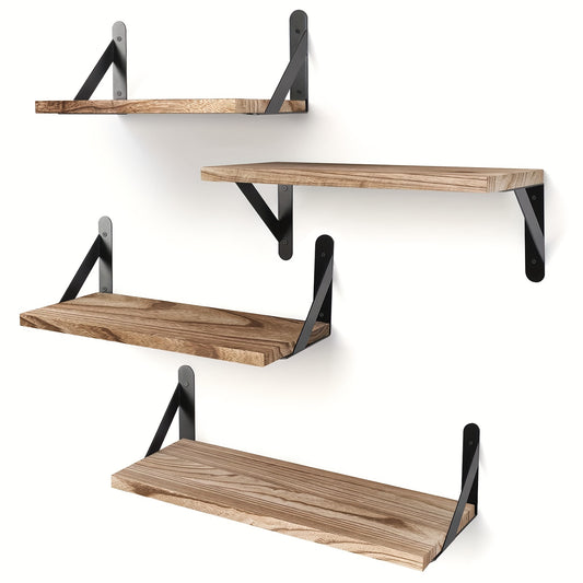 [4pcs Floating Wall Shelves] 4pcs Floating Shelves, Wall Decoration Shelves, Wall Mounted Shelves, For Bathroom, Bedroom, Living Room, And Plants, Home Storage Decoration Utility Shelf