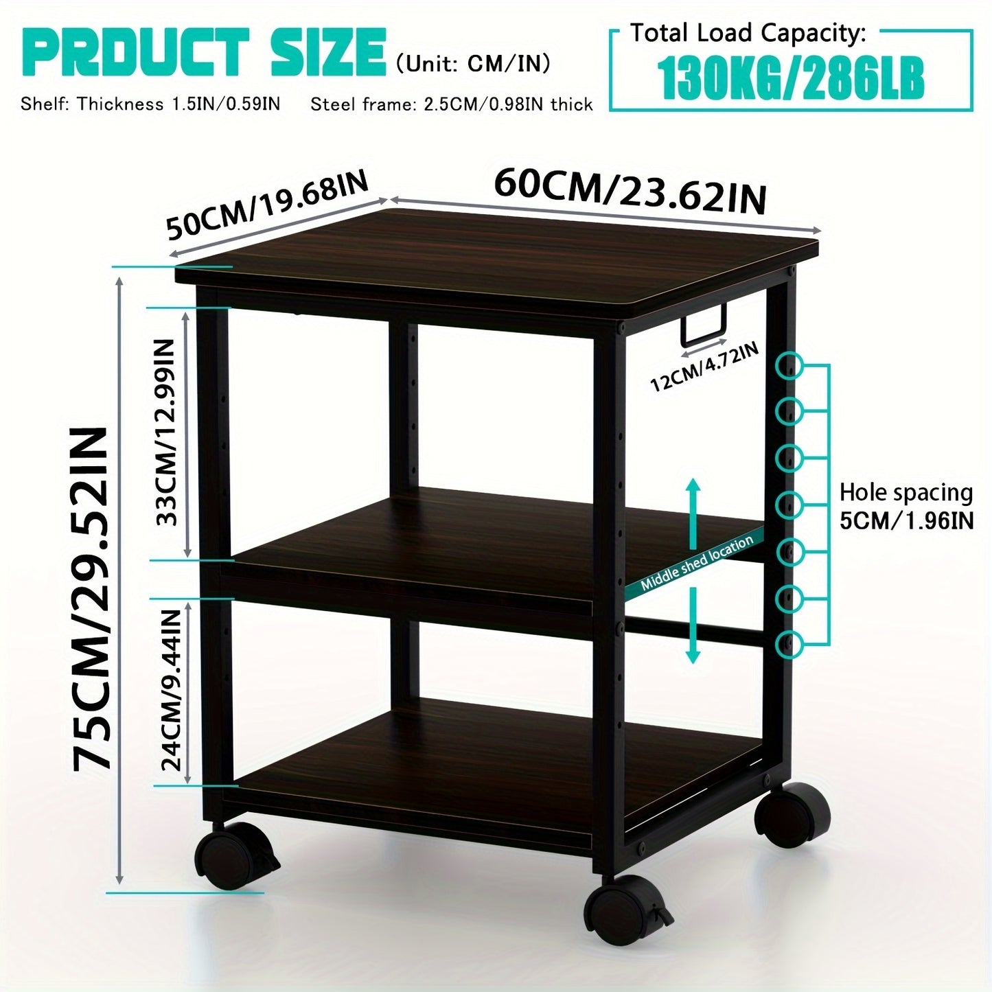 3-layer Printer Rack, Printer Cart, Storage Rack, Storage Rack For Office And Home Storage